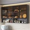 Tqertrtfxa Armadietto da parete in vetro, cucina, pensile, balcone, armadio, bagno, Pensile in metallo con anta in vetro (B, 160*30*80cm/63*11.8*31)