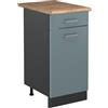 Vicco Mobiletto base cucina R-Line, Grigio-blu/Antracite 40 cm | 1 Cassetto · Piano di lavoro incl. · Piedini regolabili in altezza · 1 Anta · ✓ Liberamente combinabile