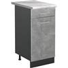 Vicco Mobiletto base cucina R-Line, Calcestruzzo/Antracite 40 cm | 1 Cassetto · Piano di lavoro incl. · Piedini regolabili in altezza · 1 Anta · ✓ Liberamente combinabile