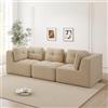 Muskel Boneless Divano 3 Posti, Divano Modulare Soggiorno in Cord, Divano Angolare con Seduta Profonda, Imbottitura Morbida, Divano Lounge, Divano Relax, Beige
