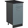 Vicco Mobiletto base cucina R-Line, Grigio-blu/Antracite 40 cm | 1 Cassetto · Piano di lavoro incl. · Piedini regolabili in altezza · 1 Anta · ✓ Liberamente combinabile