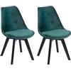 Happy Garden Set di 2 sedie in velluto verde NORA con cuscino