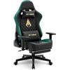 Symino Sedia Gaming con Poggiapiedi, Braccioli 3D Regolabili, Schienale Alto Ergonomico Reclinabile 90-150°, Pelle PU Trapuntata a Rombo, Cuscino Lombare & Poggiatesta, Portata 150 kg