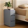 AQIMUELE Comodino, sottile, tavolino con 3 cassetti, Narrow Nightstand, senza installazione, superficie in pelle, per camera da letto, soggiorno, larghezza 20 cm (grigio scuro)