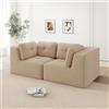 Muskel Divano modulare a 2 posti, divano senza ossi in velluto a coste, divano per soggiorno con seduta profonda, imbottitura morbida, divano lounge relax, non richiede montaggio, beige