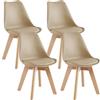 IlGruppone Set 4 Sedie Sala Da Pranzo cucina Ufficio Con Gambe In Legno Di Faggio Schienale Ergonomico Seduta Imbottita In SimilPelle Eleganti Moderne Robuste Solide - Tortora