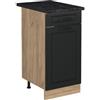 Vicco Mobiletto base cucina R-Line, Antracite country/Rovere dorato 40 cm | Frontale in MDF · + Piano di lavoro · Piedini regolabili in altezza · 1 Anta · Liberamente combinabile