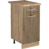 Vicco Mobiletto base cucina R-Line, Rovere artigianale/Rovere dorato 40 cm | 1 Cassetto · Piano di lavoro incl. · Piedini regolabili in altezza · 1 Anta · ✓ Liberamente combinabile