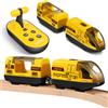 DESPOINA 1 Set Treno Giocattolo per Bambini, Trenino Elettrico Telecomandato con Batteria, Luci e Suoni, Locomotiva per Binari in Legno, Gioco Educativo per Bambini e Bambine 3+ Anni (Giallo)