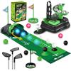 TERRAMUS Set da golf per bambini aggiornato, giocattoli da golf 3 in 1 con dinosauro, ritorno automatico della palla e lanciatore di palline, palline luminose a LED mini giocattolo da golf per età 3-8