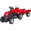 Dolu Trattore Rosso a pedali per bambini - Con rimorchio removibile - Sellino ergonomico - Clacson - Dimensioni 144 x 52 x 45 cm - DOLU - Globo Giocattoli 42214