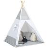 HOMCOM Tipi indiano tenda da gioco 1.2L x 1.2W x 1.55H m Grigio Bianco