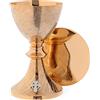 Holyart Calici Pissidi Patene metallo: Calice e Patena in ottone dorato con decoro intagliato 20 cm
