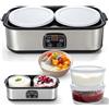 Ruioomeep Yogurtiera automatica, yogurtiera elettrica da 2 l, con temperatura e timer regolabili, indicatore LED e 2 contenitori in vetro per la produzione di yogurt biologico, latticini, formaggio e natto