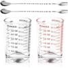 Ziyonix Misurino in Vetro Piccolo 3oz/90ml, Dosatore Cocktail con 2 Cucchiai per Mescolare, Resistente al Calore Bicchiere Dosatore con Bilancia per Cucina Bar Vodka Cocktail Tequila (Nero Rosso)