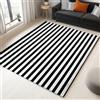 Generico Tappeti Salotto 100 x 160 cm Moderni Pelo Corto, Semplici Strisce Bianche e Nere Antiscivolo Morbido Tappeto Righe Bianche e Nere Semplice per Soggiorno Camera da Letto Sala da Pranzo