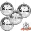ZeiLaBang Kakadi 4 palline da discoteca da 10 cm, con anello sospeso, sfera da discoteca in argento, piccola sfera a specchio per albero di Natale, matrimonio, festa di compleanno