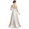 NICEYEA Traino da sposa rimovibile in raso, 130 x 25 cm, fascia in raso da donna, fiocco rimovibile, accessorio da sposa, abito da sposa, abito da sera e abito da festa, bianco, 130*25cm