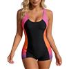 Generisch Costume da bagno da donna sportivo con gamba push up lungo, costume da bagno intero morbido Enger Monokini Sportwear Swimsuit Colorblock Costume da bagno sportivo per vacanze in piscina