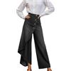 Generisch Wide Leg Jeans da donna con orlo asimmetrico, elegante gonna a pantalone, leggera, gamba larga, in denim, per il tempo libero, pantaloni estivi larghi, pantaloni dritti, jeans a vita alta, O