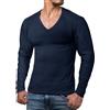 ReRock - Maglia a Manica Lunga con Scollo a V per Uomo - 9 Colori vestibilità Slim Fit in Tinta Unita - Taglia dalla S alla 3XL