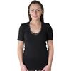 New Day intimo eccezionale Made in Italy- 3 Maglie Intime per Donna Manica Corta con Pizzo macramé o Bordo Raso in 100% Puro Cotone