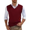 Generisch Maglione da uomo con scollo a V, gilet di lana, senza maniche, per autunno, tinta unita, senza maniche, maglione a maglia
