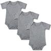 BINIDUCKLING Body da bambina, confezione da 3 pezzi, a maniche corte, tinta unita, grigio., 12-18 Mesi
