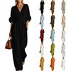 Générique Tuta da donna estiva elegante con scollo a V, manica a 3/4, gamba larga, fluida, pagliaccetto, tuta da cerimonia, matrimonio, sera, cocktail, spiaggia, lavoro, grande, bianco, leggero, traspirante