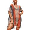 YouKD Costume da bagno da donna in stile bohémien, da spiaggia, D grigio arancione, Taglia Unica