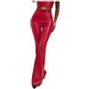 Generisch Pantaloni a percussione da donna a vita alta, in pelle, effetto pelle, con push-up, skinny PU, elasticizzati, in pelle sintetica