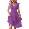 Generic Vestiti Donna Estivi Cotone - Abito Donna Midi in Pizzo Sangallo Traforato, Scollo a V Vita Elasticizzata, Maniche Volant, vestibilità Comoda Taglie Forti Estivo Casual Elegante Chic