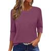 Onsoyours Maglietta Donna Manica a 3/4 Girocollo Tshirt Estiva Maglia a Maniche Tre Quarti Casual Top Basic T-Shirt con Split A Vino Rosso L