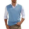 Generisch Maglione da uomo con scollo a V, gilet di lana, senza maniche, per autunno, tinta unita, senza maniche, maglione a maglia