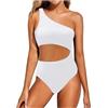 Generico Costume Intero Donna Monospalla Un Pezzo Coprente Chiave Spalline Removibili Costume da Bagno Intero Donna Vita Scoperta Slim