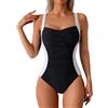 Generisch Costume da bagno da donna di grandi dimensioni, costume da bagno intero con coppa sexy push up grande busto costume da bagno estivo con scollo a V