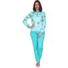 Normann Pigiama lungo da donna con polsini dall'aspetto elegante, anche in taglie forti, turchese, 56-58