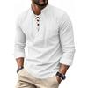 Generisch Polo da uomo a maniche lunghe, casual, tinta unita, con tasche, per il tempo libero, casual, a maniche lunghe, con coulisse, in cotone, morbida, camicia di grandi dimensioni, O bianco., XXXL