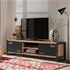 Dmora - Mobile porta TV Polaris, Credenza da soggiorno, Armadio basso per TV, Base parete attrezzata, 180x45h50 cm, Quercia e Nero