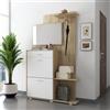 Dmora Mobile da Ingresso Tuvalu 120x25x192h cm Marrone Rovere Specchio Incluso 12 Paia, un Cassetto