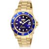 Invicta Pro Diver - Orologio da uomo in acciaio inossidabile con movimento al quarzo - 40 mm, Oro / Blu