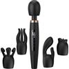SuperLove Deluxe Massage Wand Kit with 4 Attachments & LED Display Black