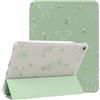 Lovmooful per iPad Air 3 / Pro 10.5 Custodia Nastro Fiocco-Verde | Portapenne Carino,Fiore Design,per Ragazze Donne,TPU morbido Tripla Piega Supporto Cover,Antiurto AntiGraffio Protezione