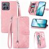 JIUNINE Cover a Libro in Pelle per Motorola Edge 60 Neo / 50 Neo, Rosa