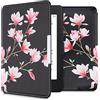 kwmobile Custodia eReader Compatibile con Amazon Kindle Paperwhite Cover - eBook Reader Flip Case - rosa/bianco/nero - Magnolie
