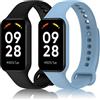 KeeFos 2 Pezzi Cinturino Compatibile con Xiaomi Smart Band 8 Active/Redmi Smart Band 2, Silicone Morbido Regolabile Cinturino di Ricambio per Xiaomi Smart Band 8 Active/Redmi Smart Band 2-Nero+Blu