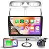 Rimoody 8 Core 6G+128G Android Autoradio per Peugeot 307/307CC/307SW 2002-2013 Wireless Carplay Android Auto GPS Navi WiFi Panorama a 360° 9 Pollici Autoradio con Bluetooth FM/RDS/DSP EQ/USB/SWC