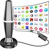 QGClearSO Antenna TV interna amplificata, base magnetica, ricezione a 360° TDT DVB-T | Antenna TV interna amplificata, ricezione a 360° fino a 460 km VHF/UHF, supporta TDT DVB-T/T2, supporta 4K/1080p.