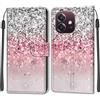 KENHONER Custodia per Oppo A3 5G, rosa | Portafoglio Pelle PU, Magnetica, Resistente Agli Urti, Scomparto Carte Credito, Pieghevole, Flip Libro, Motivo