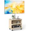 5Rcom Supporto TV bianco su ruote per TV LED LCD OLED Plasma da 32-65 pollici, schermo piatto curvo, altezza regolabile, con staffa, fino a 40 kg, supporto TV mobile con mensole in legno, VESA max 400